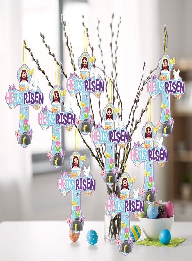 80UncleKimby 48PCS Easter Crafts for Kids He is Risen Make Your Own Jesus Resurrection Cross Hanging Decorations Classroom Activity Church Party Decor Gifts（Blue） - Image 5